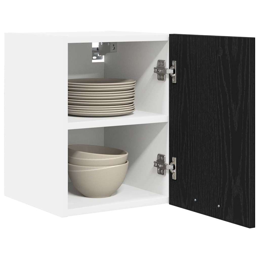 Hanging Cabinet Riga 2 pcs Black Oak and White 30 x 31 x 40 cm